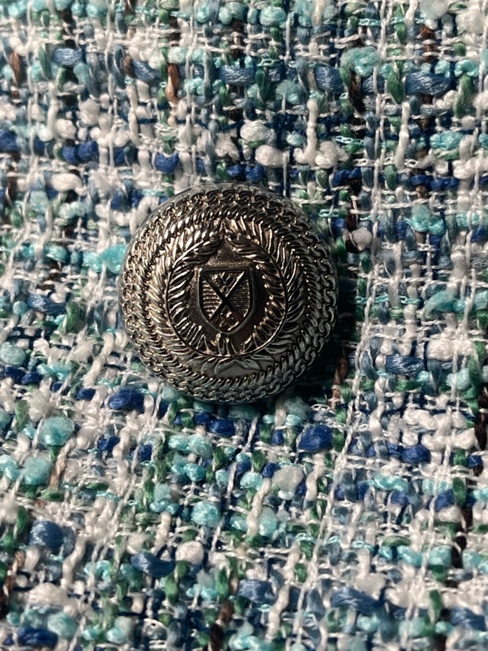 Zara Teal & White Tweed Double-Breasted Blazer - Picture 5 of 15